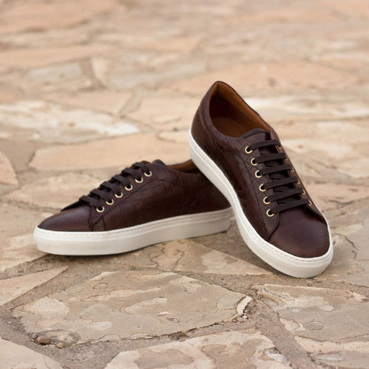 Demon Brown Croco Low Top Sneakers